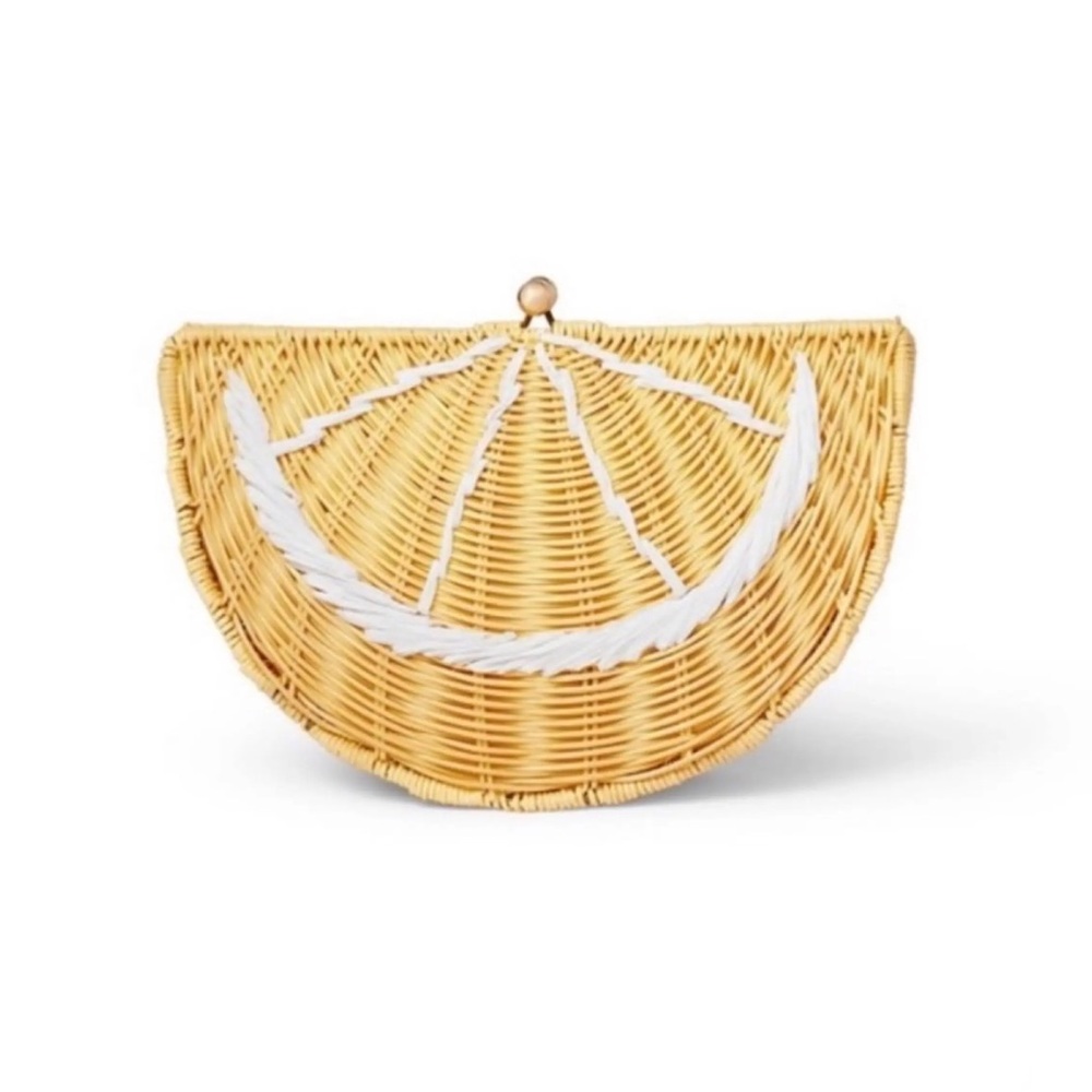 Tabitha Brown for Target Lemon Rattan Clutch Handbag